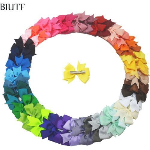 40pcs/lot Bargain Price Kids Bow Hairpin New Color Grosgrain Ribbon Bow with Hair Clip Hairbows Hair Pins Headdress FC11