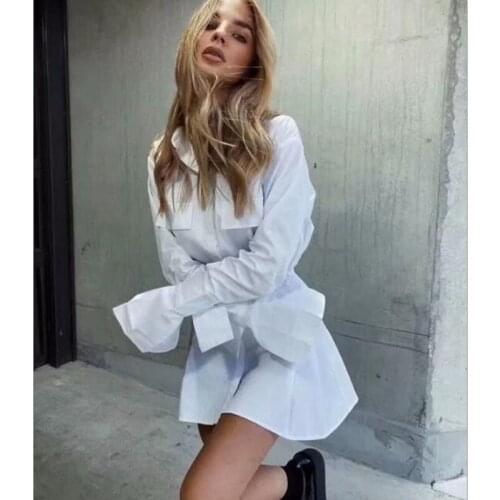 Europe shirt dress 2021 spring new European and American style personality tooling style short skirt women
