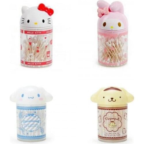 Kawaii My Melody Cinnamoroll Hellow Kittys Sanrio Plush Cute Doll Cartoon Cotton Swab Box Anime Plush Toy For Girl Birthday Gift