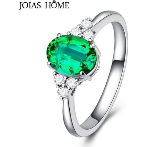JoiasHome Trendy Gemstone Rings for Women Charms Silver 925 Jewelry Oval Emerald Ruby Amethyst Sapphire Female Anniversary Gift