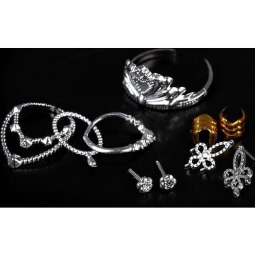 New Crystal Plastic Sliver Crown Headband Headwear Accessories For Doll Necklace Bracelet For Doll Girls 10PCS