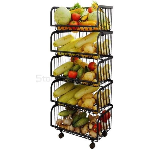 Kitchen Basket shelf floor multi-layer vegetable and fruit storage basket household storage rack household collection