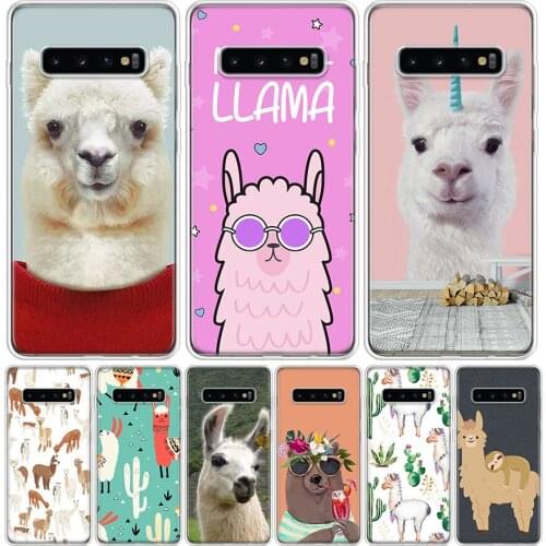Kawaii Cute Llama Alpaca Animals Cartoon Phone Case for Samsung Galaxy S10 S20 Ultra Note 10 9 8 S9 S8 S7 J4 J6 J8 Plus Lite + P