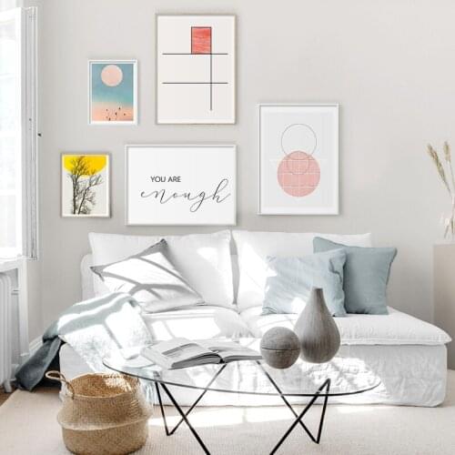 Minimalism Pink Geometric Abstract Canvas Painting Wall Art Nordic Posters and Prints Wall Pictures for Living Room Decoration