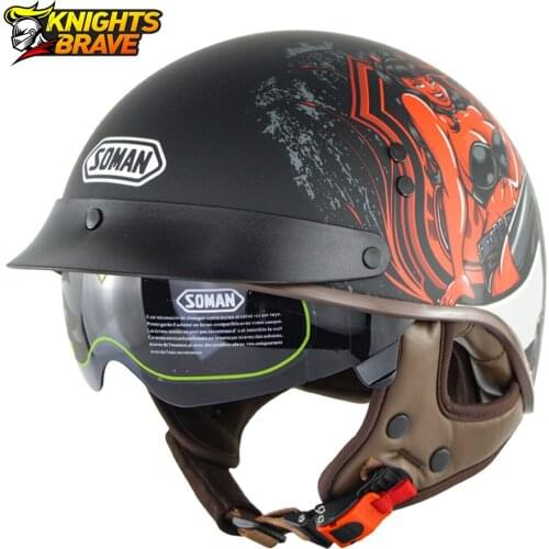 SOMAN Casco Moto Vintage Retro Open Face Helmet Motorcycle Men Women Motorbike Racing Riding Helmet Motorcycle Accessories