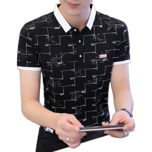 Polos，Mens Polo，Pole Shirts，Summer Men, Short Sleeved POLO Shirt, Square Collar, Button Decoration, Pullover, Color Combination