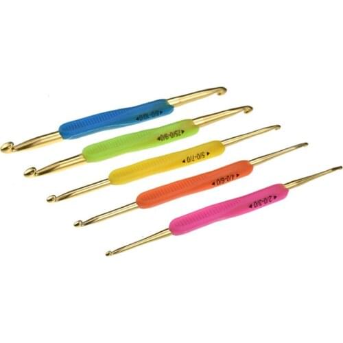 Silicone Handle Gold Double Crochet Hook Set size from 2.0 to 10.0mm Knitting Needles Weave Craft Crochet 5 PCs/Set Sewing Tools
