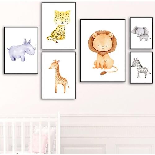 Unicorn Leopard Elephant Zebra Giraffe Lion Wall Art Canvas Painting Nordic Posters And Prints Wall Pictures Kids Room Decor