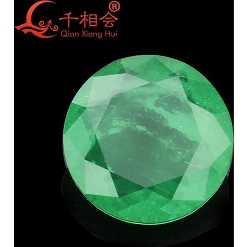 Round shape natural crystal add glass green color and red color loose stone