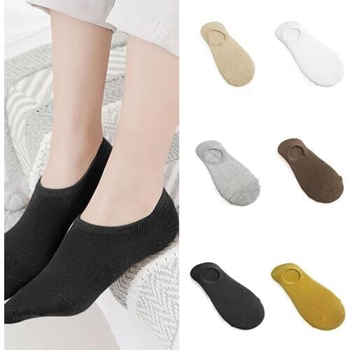 Invisible Boat Socks Women Candy Color Silica Gel Non-slip Sweat Cotton Ankle Low Short Sock Girl Slipper Casual 1pair=2pcs