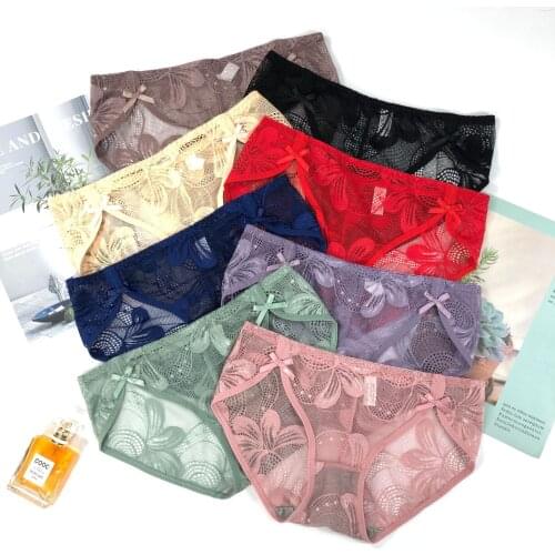 New High Quality 8-color WomensFrench Lace Underwear T-shaped JapaneseGirl Style Elegant Double Bow High Elastic and Breathable