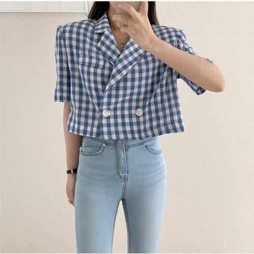 2021 New Arrival Plaid Suit Chic Casual Chaquetas Mujer High Waist Coat Doudoune Femme Chamarra Mujer Chaqueta Vaquera Mujer