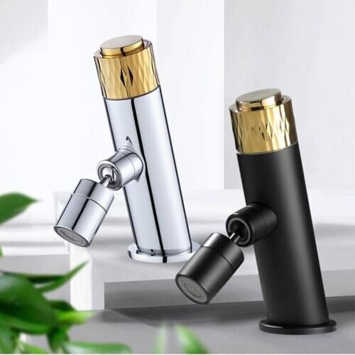 New Basin Faucet Bathroom Push-botton handle Sink Faucet Black Gold Rotation Aeraton Water mixer tap crane