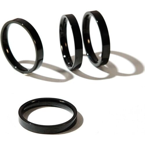 MANGOPIE 3mm Black Titanium Stainless Steel Ring Engagement Wedding Charm Rings Men Women Couples Tail Ring