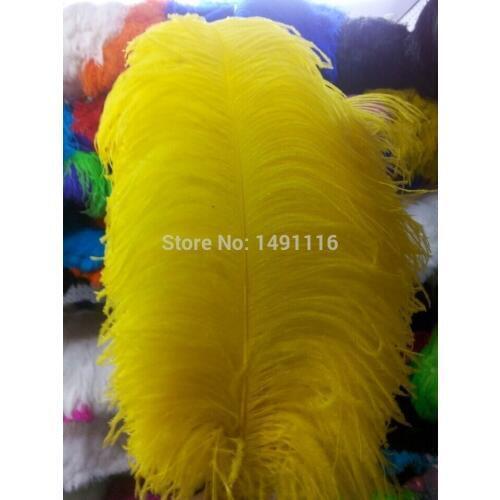 Wholesale 10 pcs/ lot high quality Yellow ostrich feathers 22-24inches / 55-60cm DIY jewelry decoration / wedding celebration