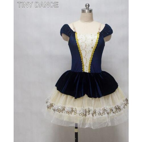 Adult ballet dress romantic tutu stage costume for performance ballerina dance dresses royal blue velvet ballet dance tutu 15319