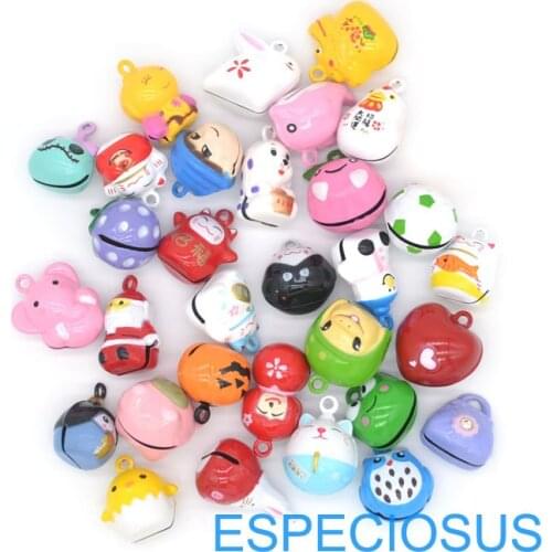 10pcs Jewelry Department Pendant Cartoon Animal Mix Color Jingle Bells Painted Pet Necklace Accessories Mixed Shape Copper Bells