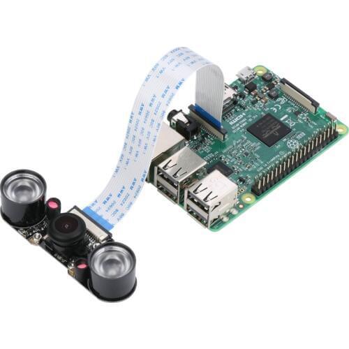 Raspberry Pi 4 Camera Night Vision with 150 Degree Wide Angle 5M Pixel 1080P 2 LED Flashlight Camera Module for Raspberry Pi 3