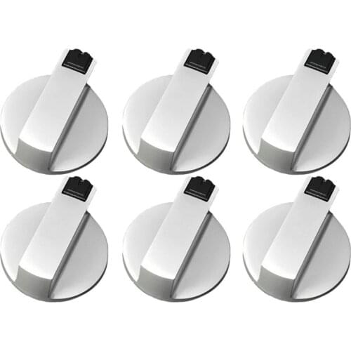 Stoves Cooker Knobs,Oven Knob 6pcs,Zinc alloy 6mm Universal Silver Gas Stove Control Knobs Adaptors Oven Rotary Switch Cooking S
