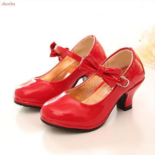 Childrens wedding shoes Fashion Patent Sandals High Heels Children Princess Shoes Spring Children Girls Sandals Shoes Pink Red