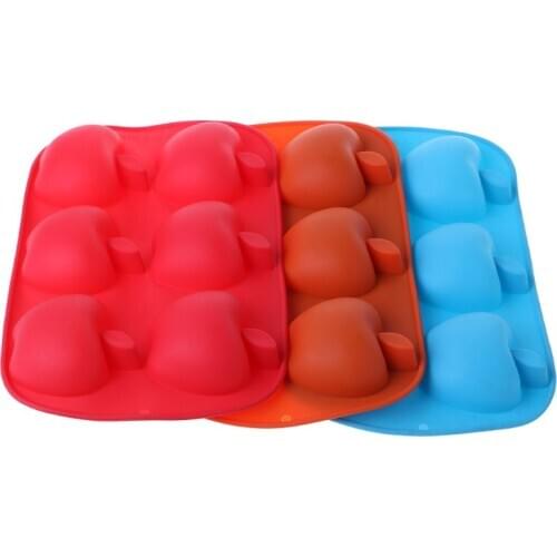 6 Cavity Apple Shaped Silicone DIY Handmade Soap Candle Cake Mold Ice Cube Tray Dropshipping