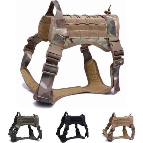 Airsoft Tactical Dog Harness Vest Walking Hiking Hunting Military Waterproof Molle Training Harness For Service Dog with Handle