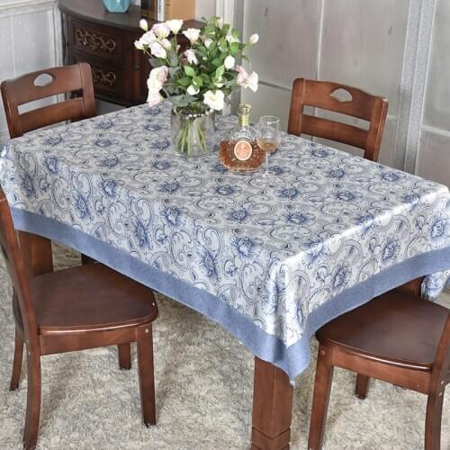 Traditional Chinese-Style Tablecloth Rectangular Blue and White Porcelain Personalized Chinese Square Table clothes Spliced