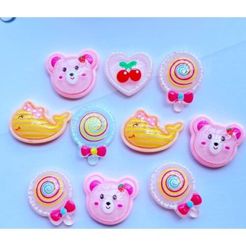 20Pcs New Mixed Cute Fruit Animal Series Flat Back Resin Art Supply Decoration Charm Craft Hair Bow Accessories J50