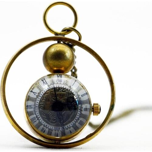 Vintage Unique Decoration Round Ball Mens Automatic Mechanical Pocket Watch Vintage Roman Steampunk Fob&Pocket Necklace