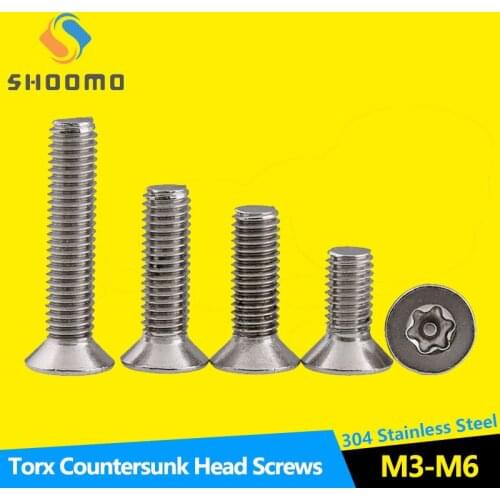 Torx Countersunk Head Tamper Proof Screws Bolt Countersunk Torx with Column Anti-theft Flat Head Screw 304 Stainless Steel