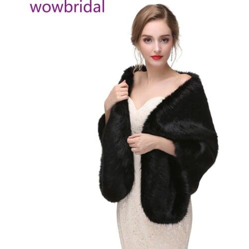 WOWBRIDAL Warm Faux Fur Winter Bridal Cape Wedding Cloaks Party Wraps Jacket Wrap Boleros De Encaje Boleros De Mujer