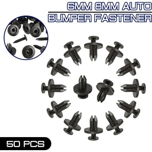 50Pcs 6mm/8mm Auto Bumper Fastener 6mm Hole Rivet Retainer Push Engine Cover Car Door Trim Panel Clip Fasteners for Toyota