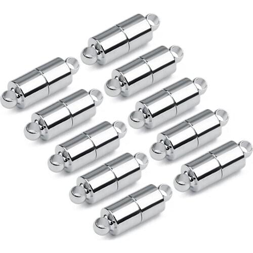 10pcs/lot Rhodium Color Column Strong Magnet Clasps Ending Caps Bracelet Connectors for DIY Bracelet Findings DIY Wholesale