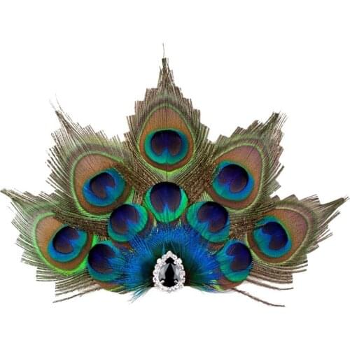 Handmade Ethnic Crystal Peacock Feather Pin Jewelry Clothing Corsage Designer Brooch For Women Mens Hair Accessories Decor Gift