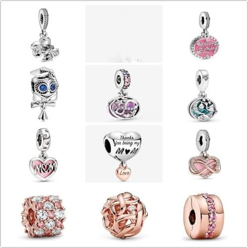 925 Sterling Silver Married Couple Dangle Charm Bead Fit Women Pan Bracelet & Necklace Diy Jewelry