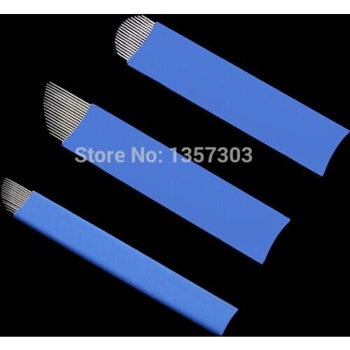 30pcs Blue 0.20mm Microblading Needles for Tattoo Lamina Tebori 7 9 11 12 14 Flex Blades U Shape Permanent Makeup Needle Blade