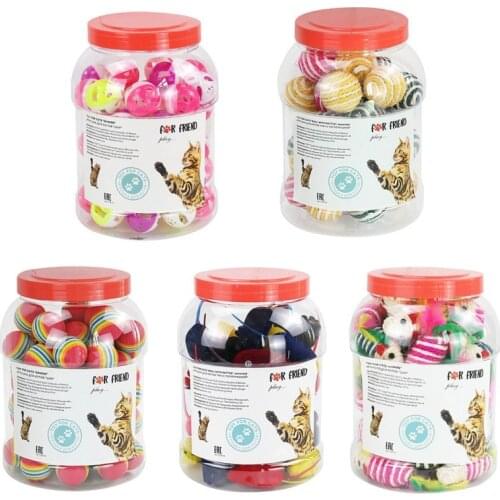 40 pcs/Buckets Cat toys False Mouse and Ball Pet Cat Toys Playing Toys For Cats with Colorful Feather Plush Mini Mouse Toys