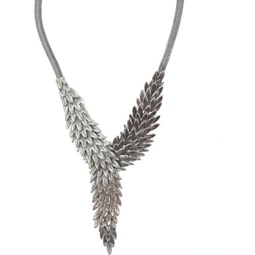 Antique Y Shape Silver Plated Feather Necklace Adjustable Lengths Trendy Jewelry For Women and Girls 18 Inch