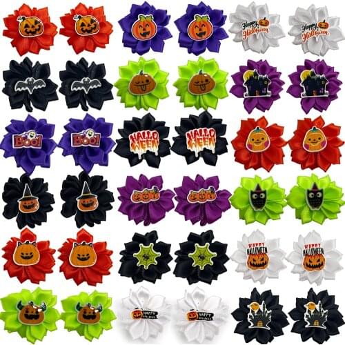 50/100pc Dog Hair Bows Halloween Pumpkin Pet Dog Hair Accessories Small Dog Cat Grooming Bows for Small Dog Grooming Accessories