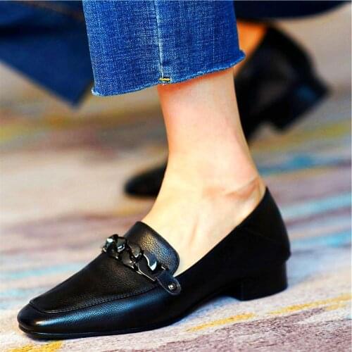 Punk Goth Women Cow Leather Oxfords Slip On Round Toe Flats Ballets Comfort Office Elegant Shoes 34 35 36 37 38 39 40