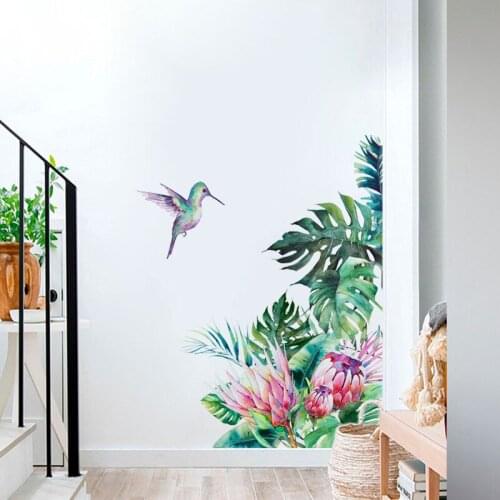 Flowers Bird Wall Stickers Bedroom Living Room Background Decoration Mural Home Decor Decals Removable Pvc Stickers Wallpaper