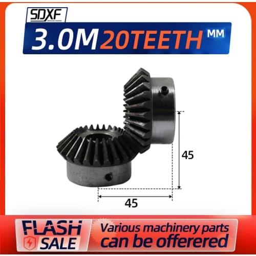 Two pieces, bevel gear 3M20T, precision bevel gear, factory direct sale, 45# steel, 90 degrees