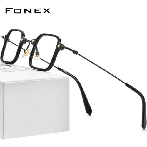 FONEX Acetate Titanium Glasses Frame Men 2021 New Vintage Square Prescription Eyeglasses Women Optical Spectacles Eyewear F85672