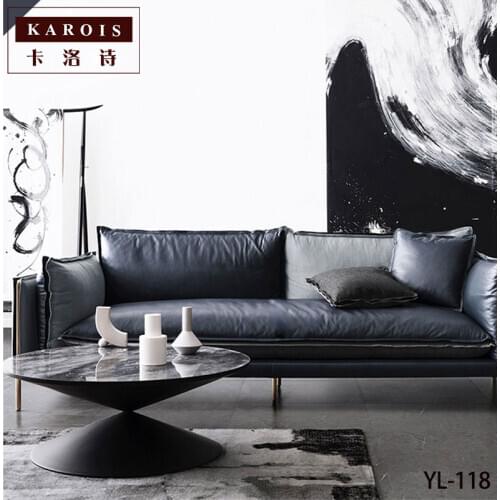 Karois-118 Nordic Office Sofa Meeting Business Reception Light Luxury Conference Leather Three-person Office Sofa