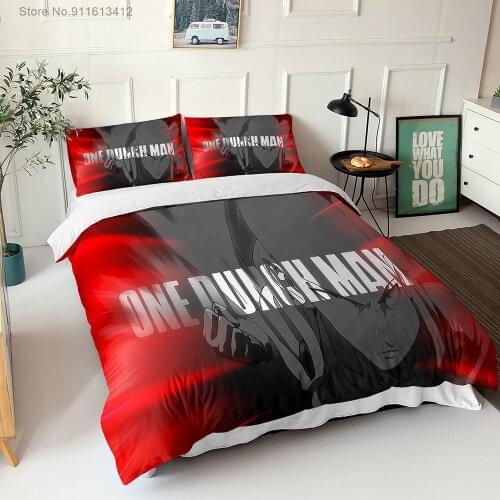Japan Anime One Punch Man Bedding Set Cartoon Manga Duvet Covers with Pillowcases Single Double Queen King Size Bed Bedclothes
