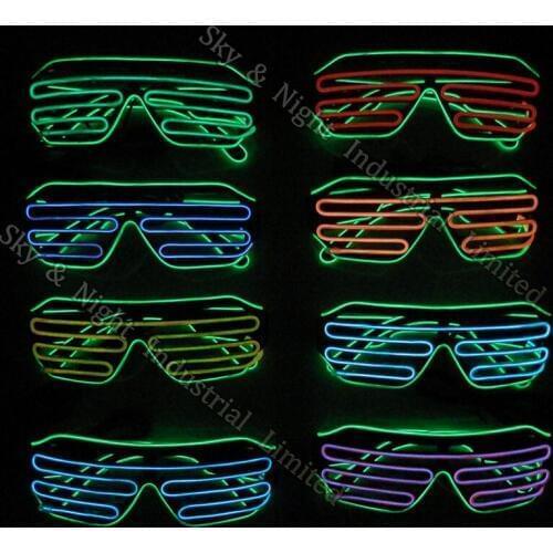 LEDLighting Double Color Glow LED EL Glasses Wire sunglasses Light Up Shades Flashing Rave Festival Party Bright Glasses New Top