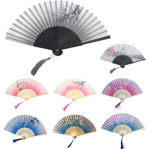 Summer Vintage Bamboo Folding Hand Held Flower Fan Chinese Dance Party Pocket Gifts Wedding Colorful веер Dropshipping