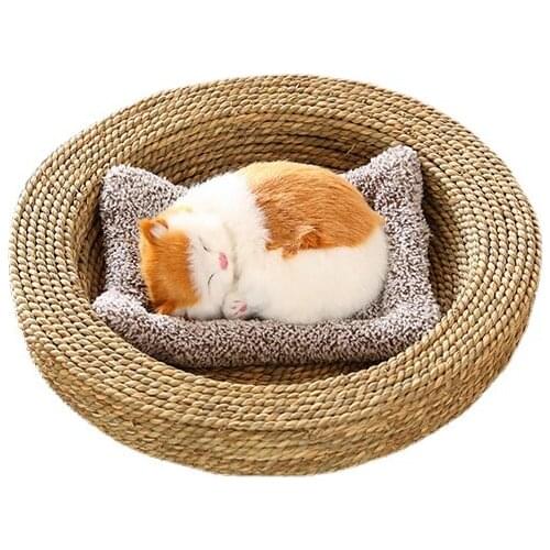Summer Rattan Basket Dog Bed Cool Pet Basket Cat Bed