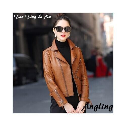 Top brand Spring 2020 Women Genuine Real Sheep Leather Jacket R28 high quality