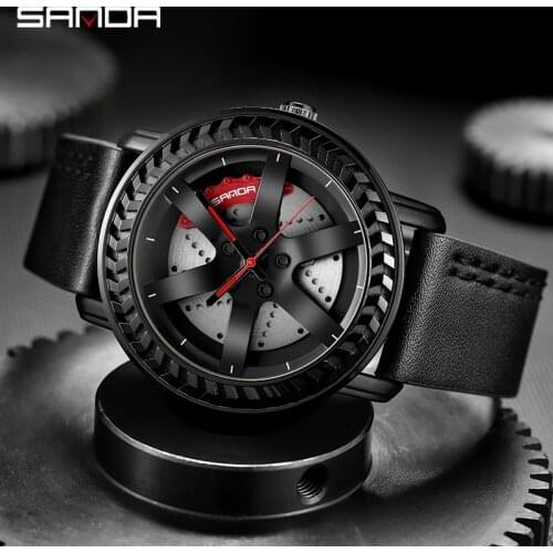 BASID Top Brand Luxury Wheel Rim Hub Car Design Leather Band Men Watch Street Wear Sports Business Wristwatch Gifts Gentleman
